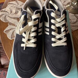 Men’s Hoff black suede and creame sneakers.  Never worn/ new in box